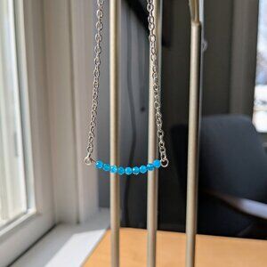Genuine Blue Apatite Gemstone Silver Chain Necklace